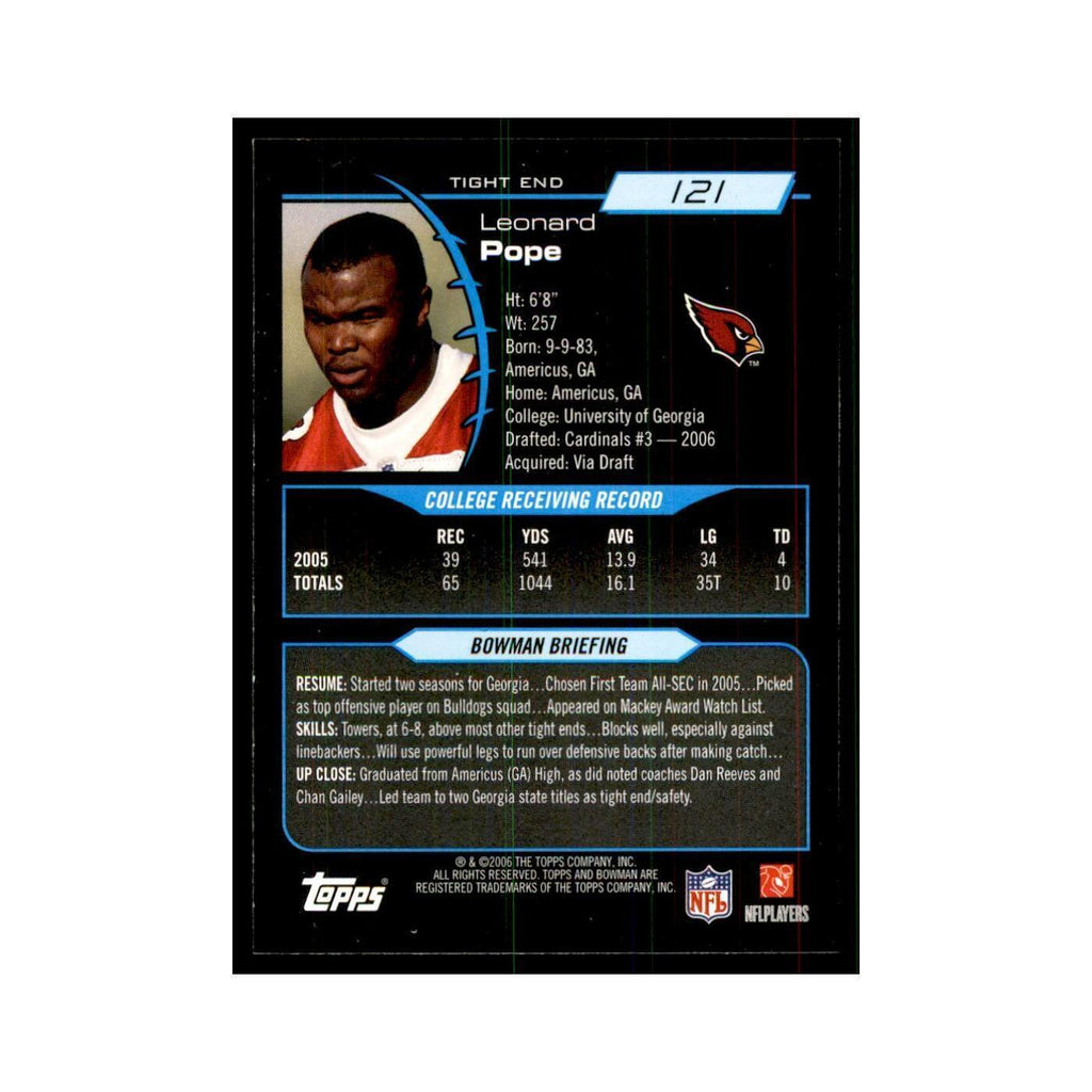 2006 Bowman Leonard Pope Football Cards #121