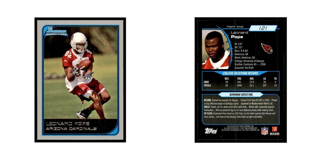 2006 Bowman Leonard Pope Football Cards #121