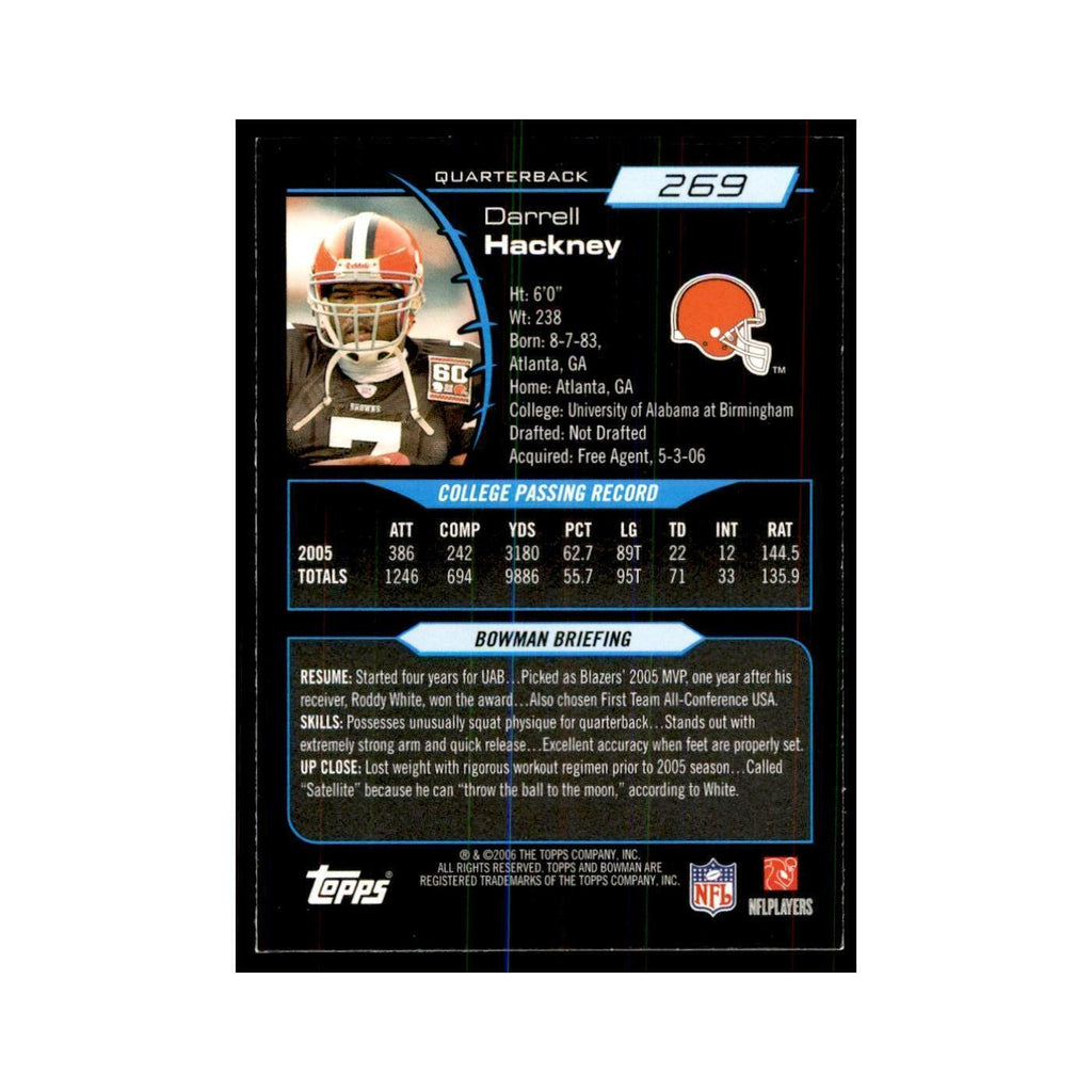2006 Bowman Darrell Hackney Football Cards #269