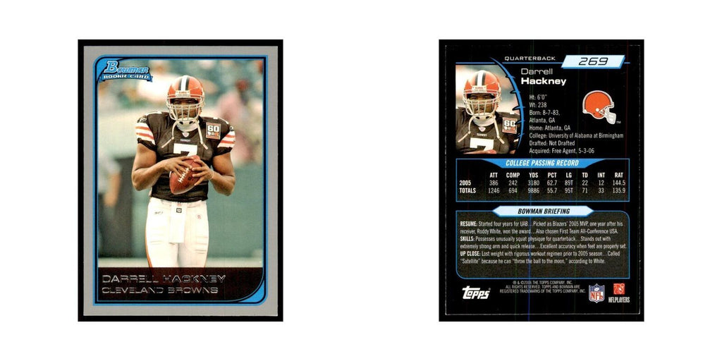 2006 Bowman Darrell Hackney Football Cards #269