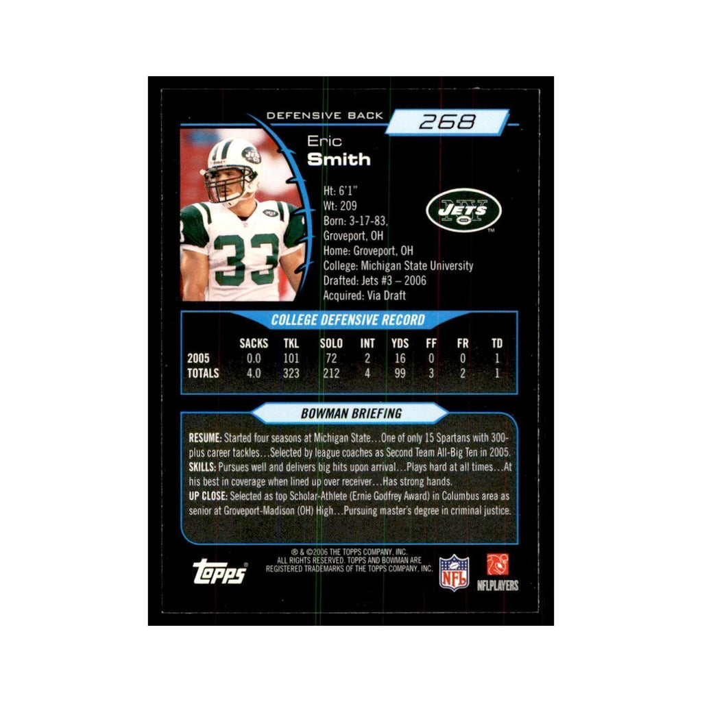 2006 Bowman Eric Smith Football Cards #268