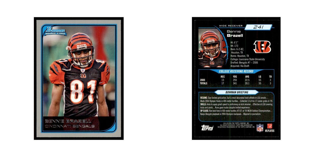 2006 Bowman Bennie Brazell Football Cards #241