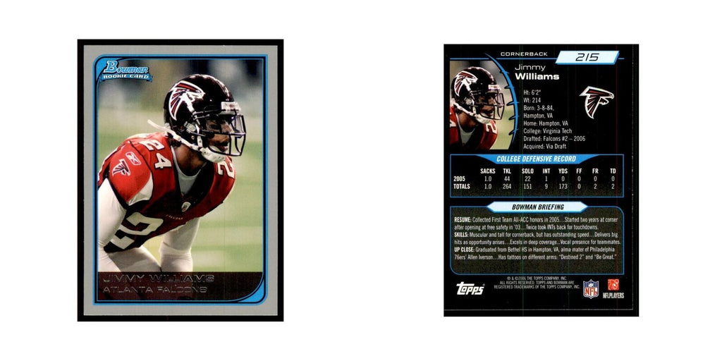 2006 Bowman Jimmy Williams Football Cards #215