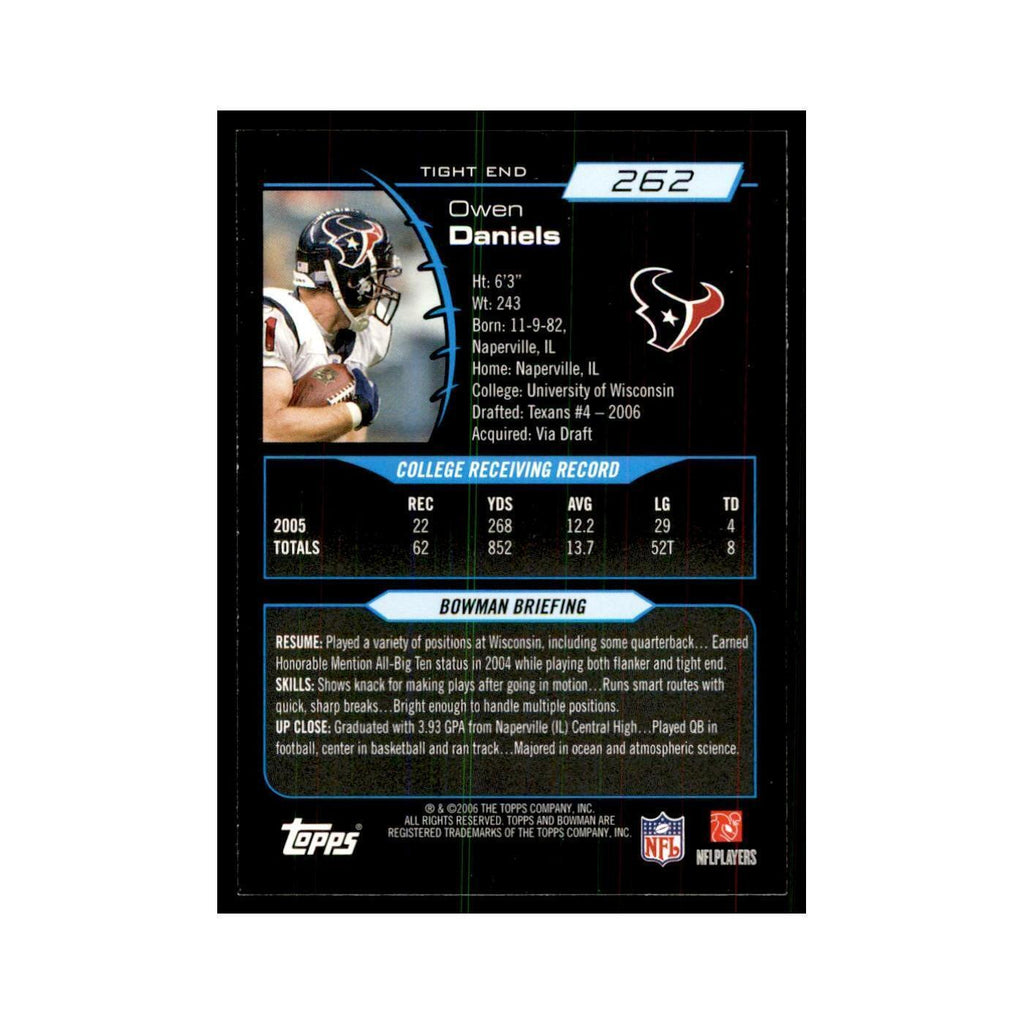 2006 Bowman Owen Daniels Football Cards #262