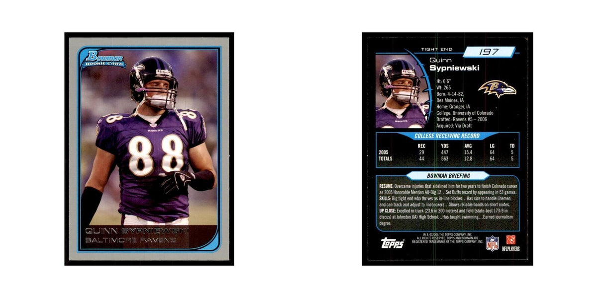 2006 Bowman Quinn Sypniewski Football Cards #197