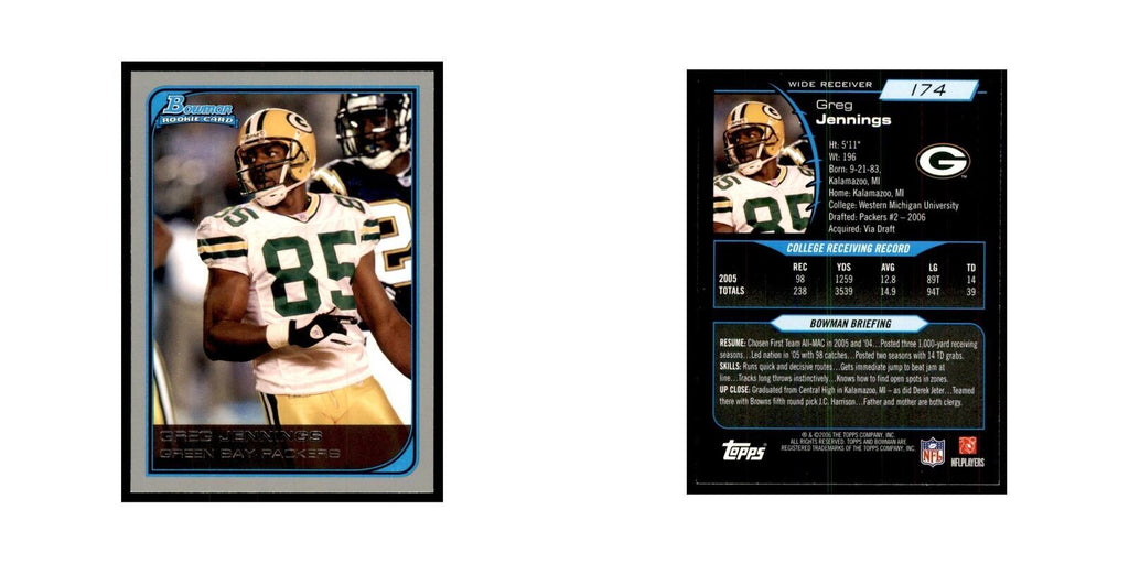 2006 Bowman Greg Jennings Football Cards #174