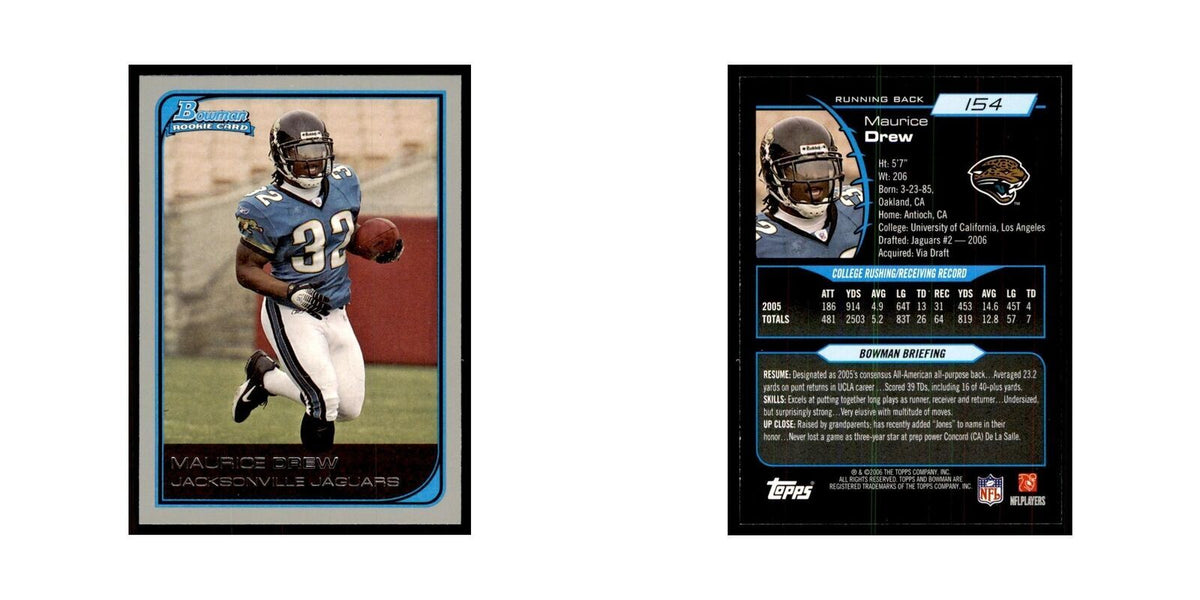 2006 Bowman Maurice Drew Football Cards #154