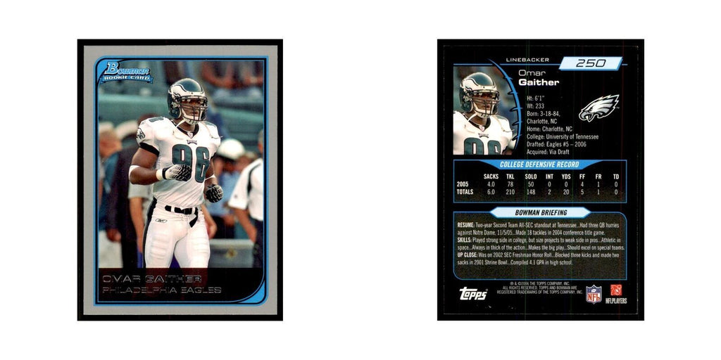 2006 Bowman Omar Gaither Football Cards #250