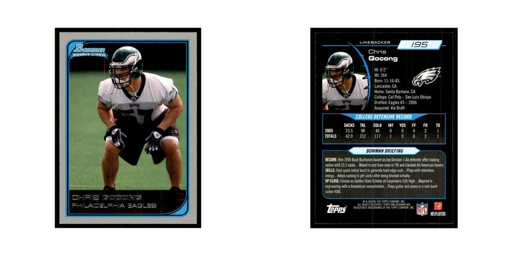 2006 Bowman Chris Gocong Football Cards #195