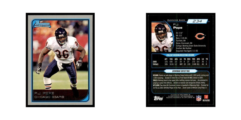 2006 Bowman P.J. Pope Football Cards #234
