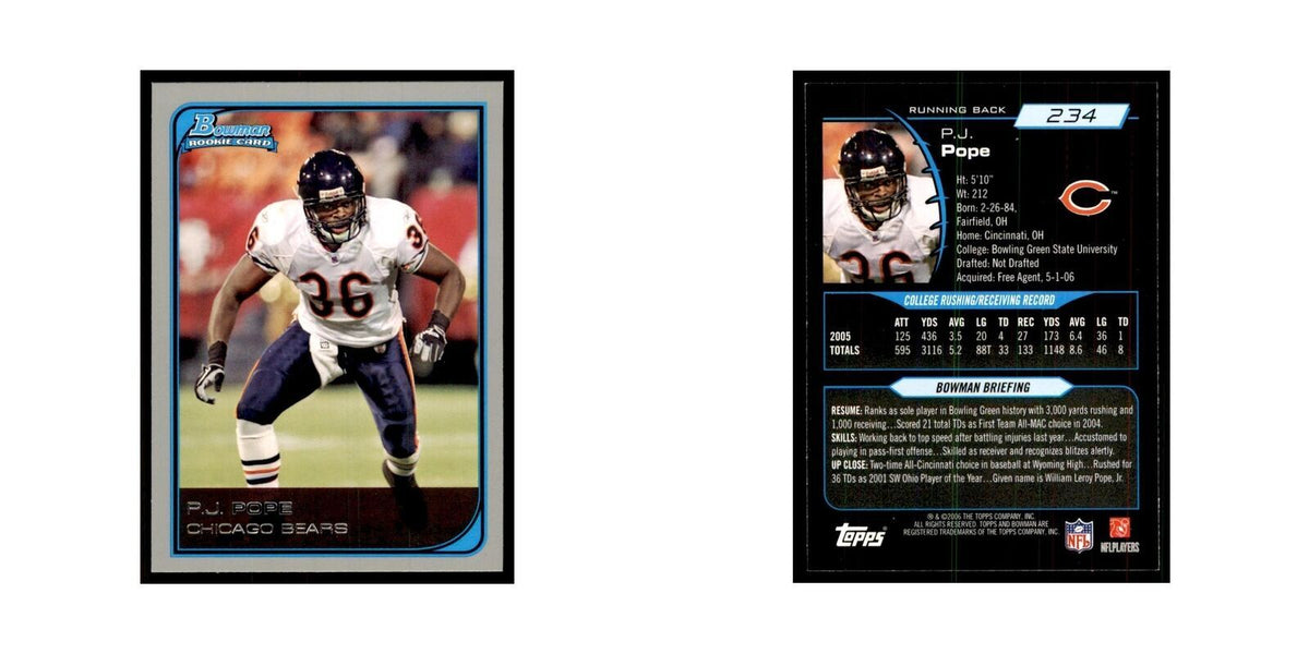 2006 Bowman P.J. Pope Football Cards #234