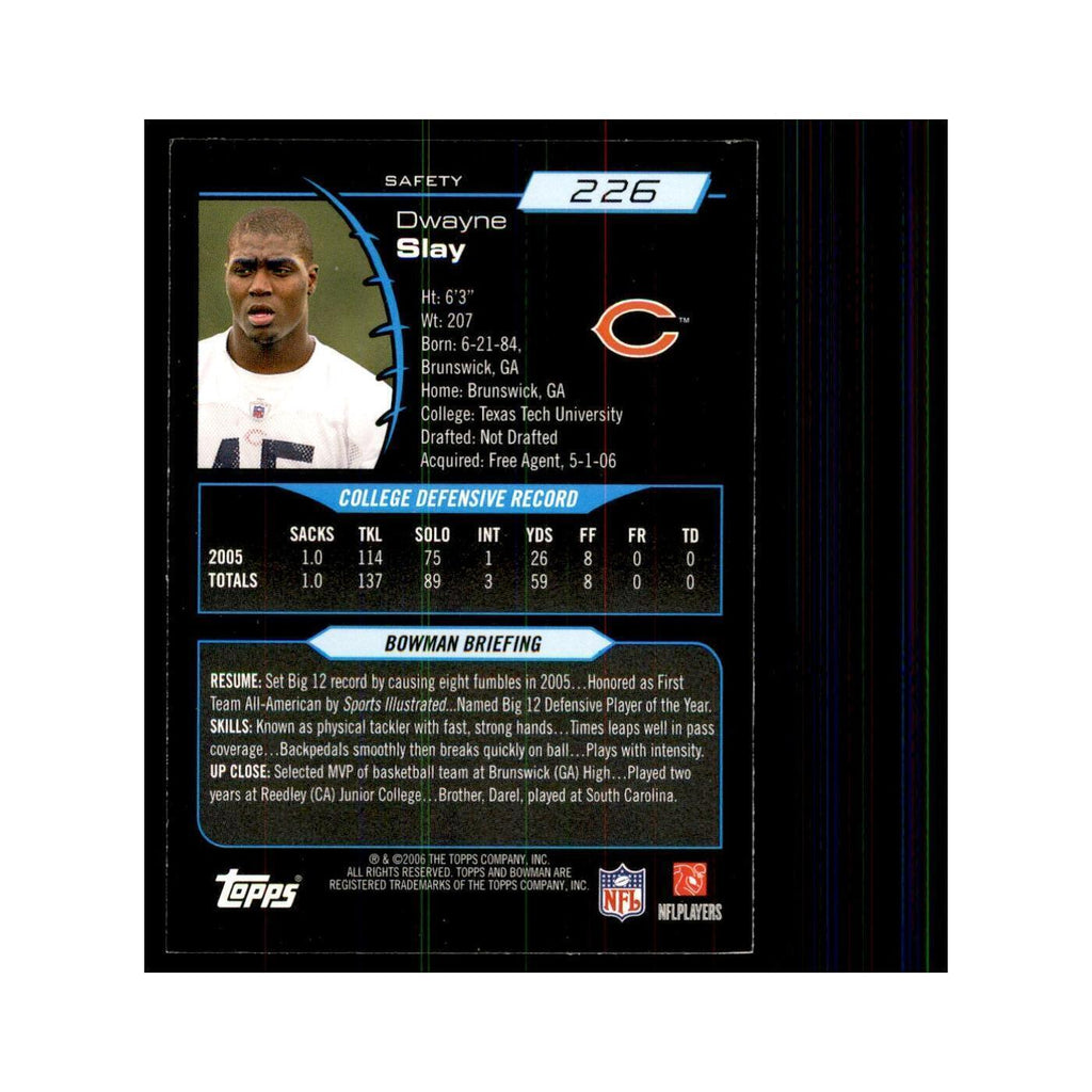 2006 Bowman Dwayne Slay Football Cards #226