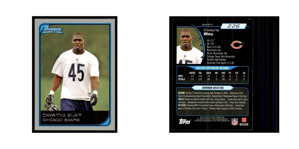 2006 Bowman Dwayne Slay Football Cards #226