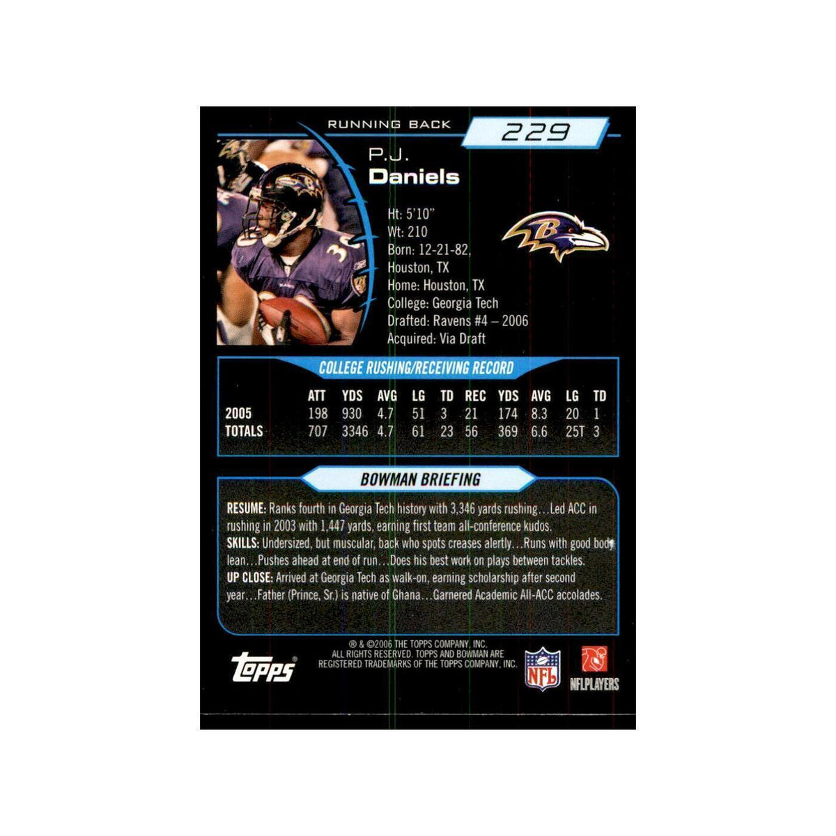 2006 Bowman P.J. Daniels Football Cards #229