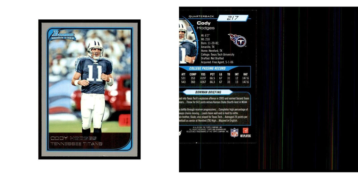 2006 Bowman Cody Hodges Football Cards #217