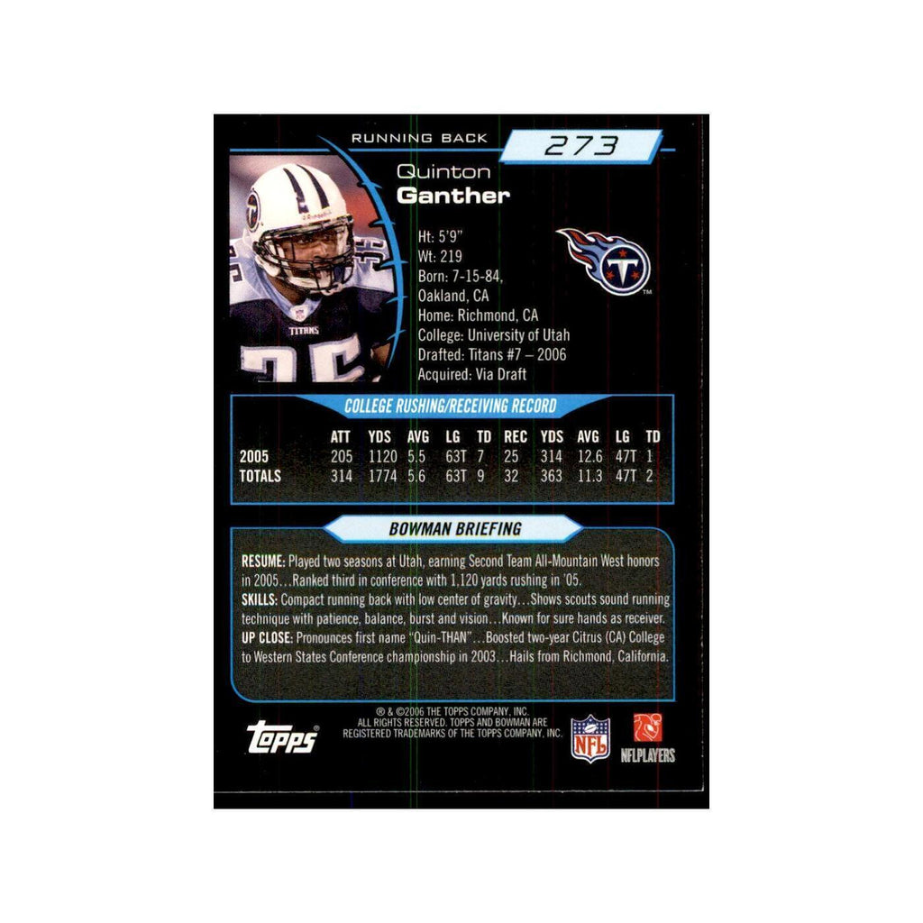 2006 Bowman Quinton Ganther Football Cards #273