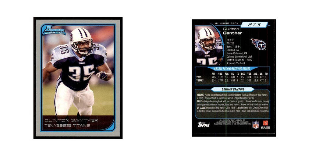 2006 Bowman Quinton Ganther Football Cards #273