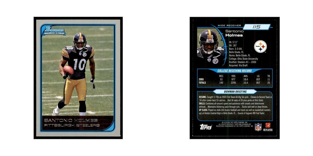 2006 Bowman Santonio Holmes Football Cards #115