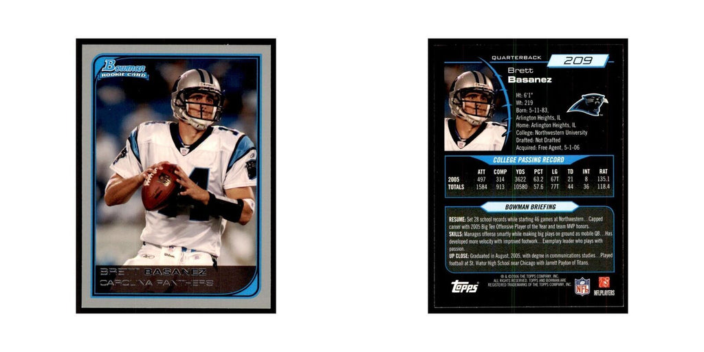 2006 Bowman Brett Basanez Football Cards #209