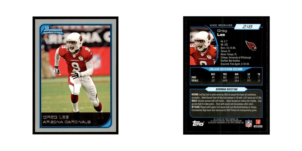 2006 Bowman Greg Lee Football Cards #218