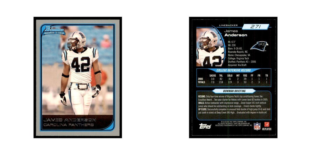 2006 Bowman James Anderson Football Cards #271