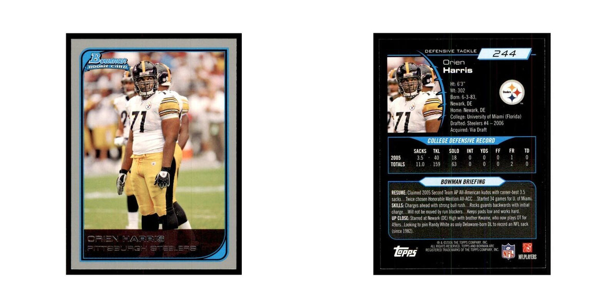 2006 Bowman Orien Harris Football Cards #244