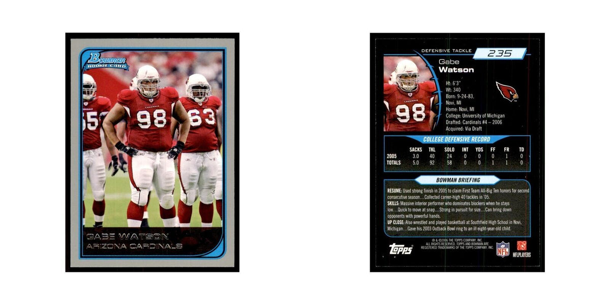 2006 Bowman Gabe Watson Football Cards #235