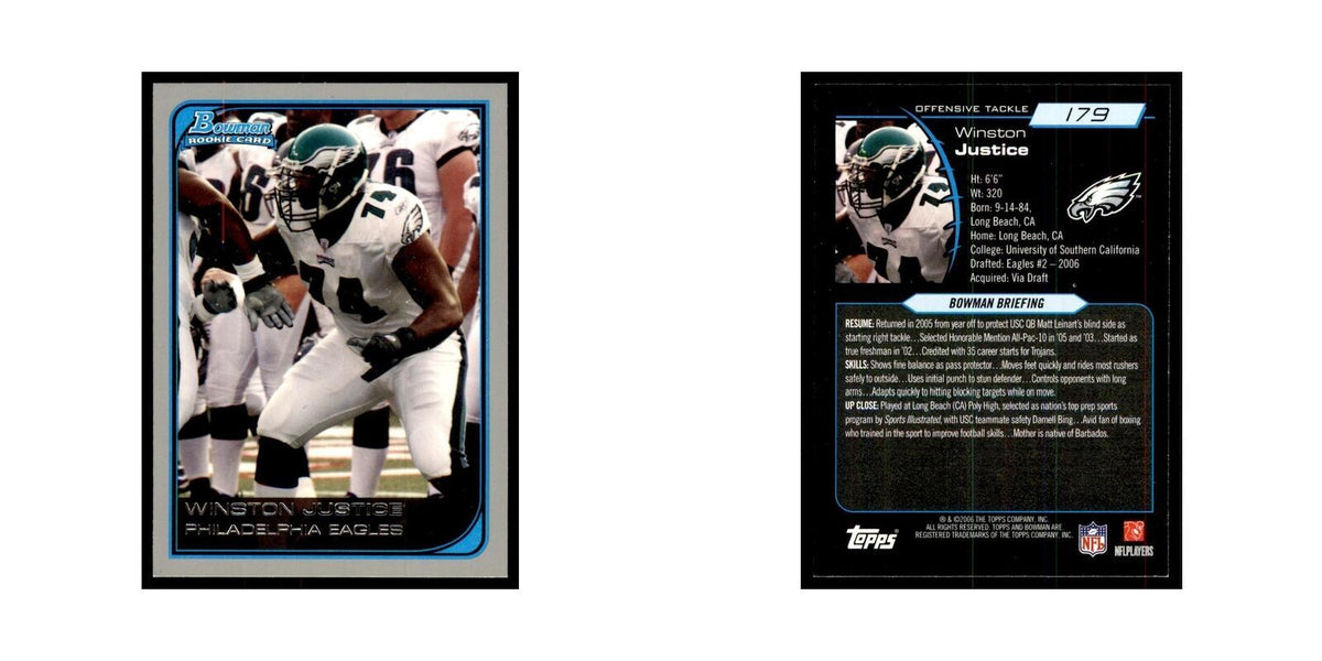 2006 Bowman Winston Justice Football Cards #179