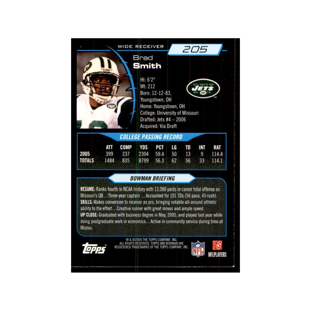 2006 Bowman Brad Smith Football Cards #205