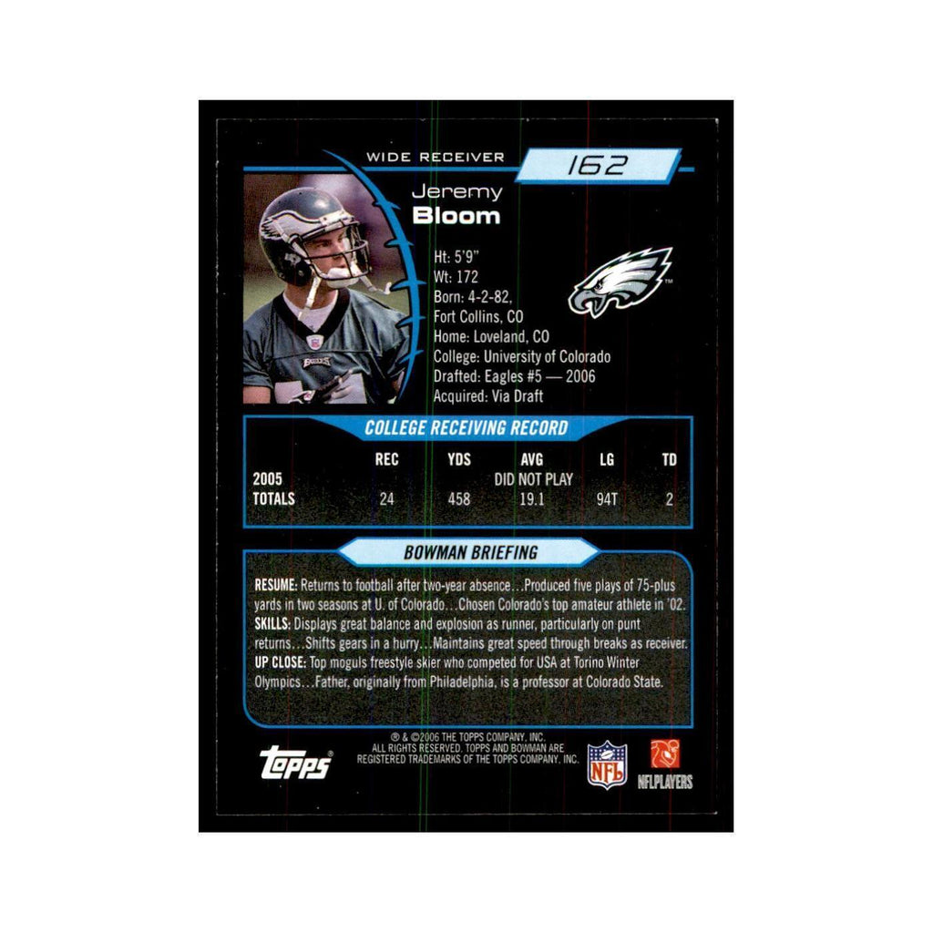 2006 Bowman Jeremy Bloom Football Cards #162