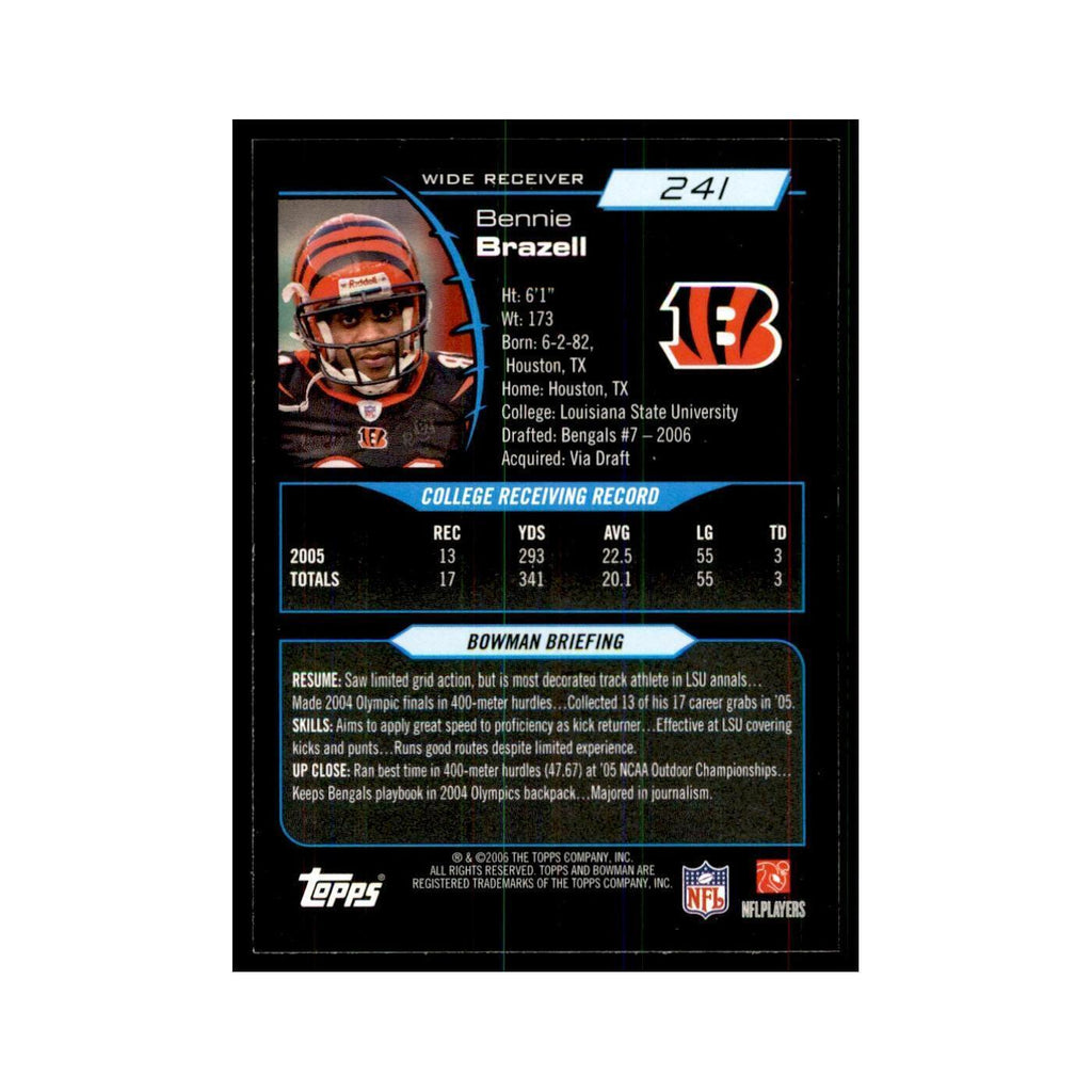 2006 Bowman Bennie Brazell Football Cards #241