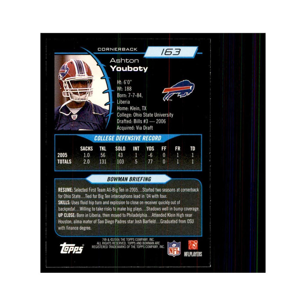 2006 Bowman Ashton Youboty Football Cards #163