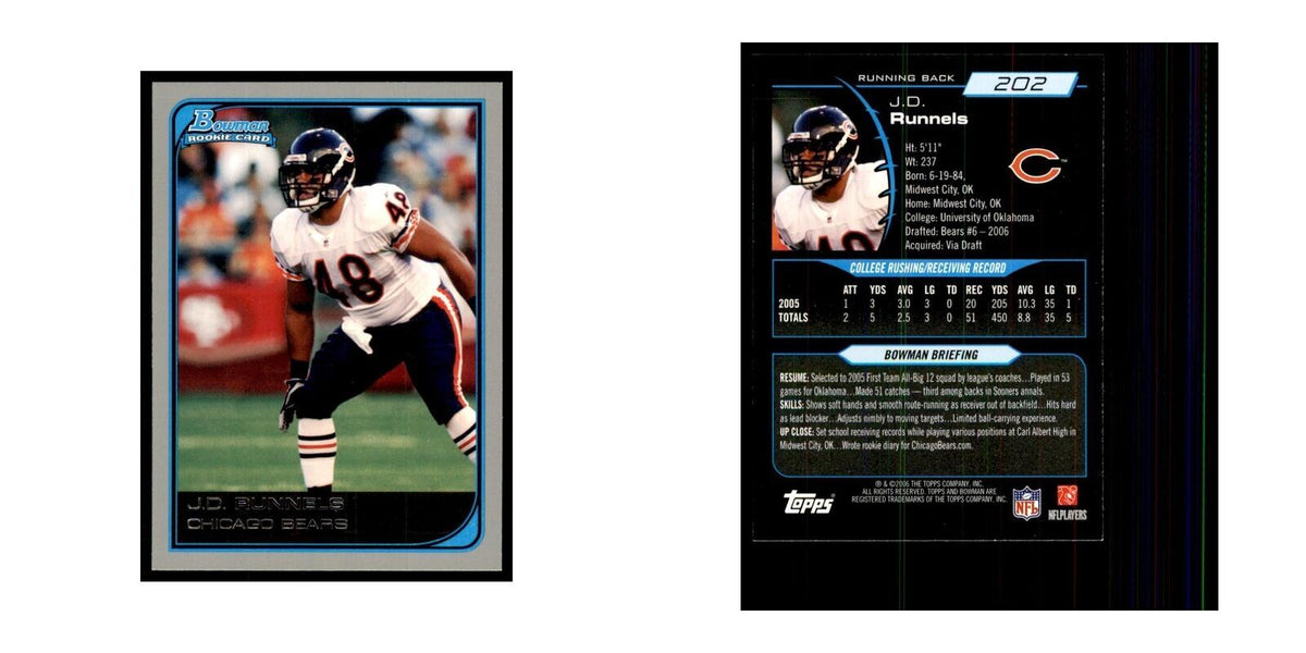 2006 Bowman J.D. Runnels Football Cards #202