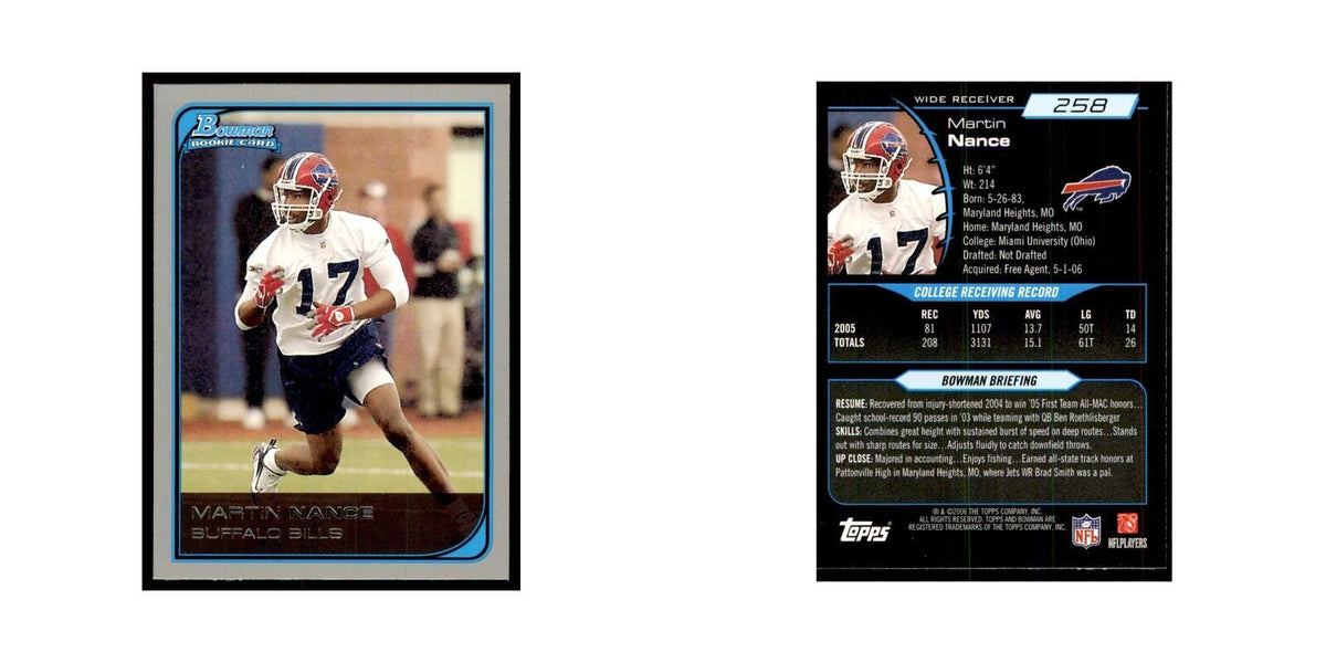 2006 Bowman Martin Nance Football Cards #258
