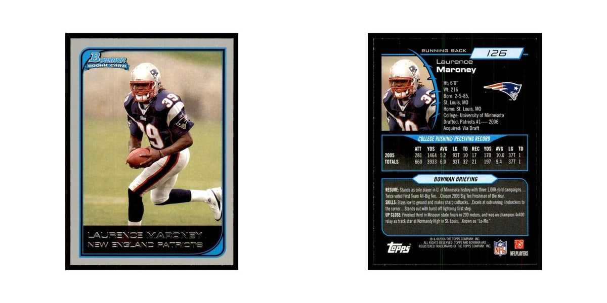 2006 Bowman Laurence Maroney Football Cards #126