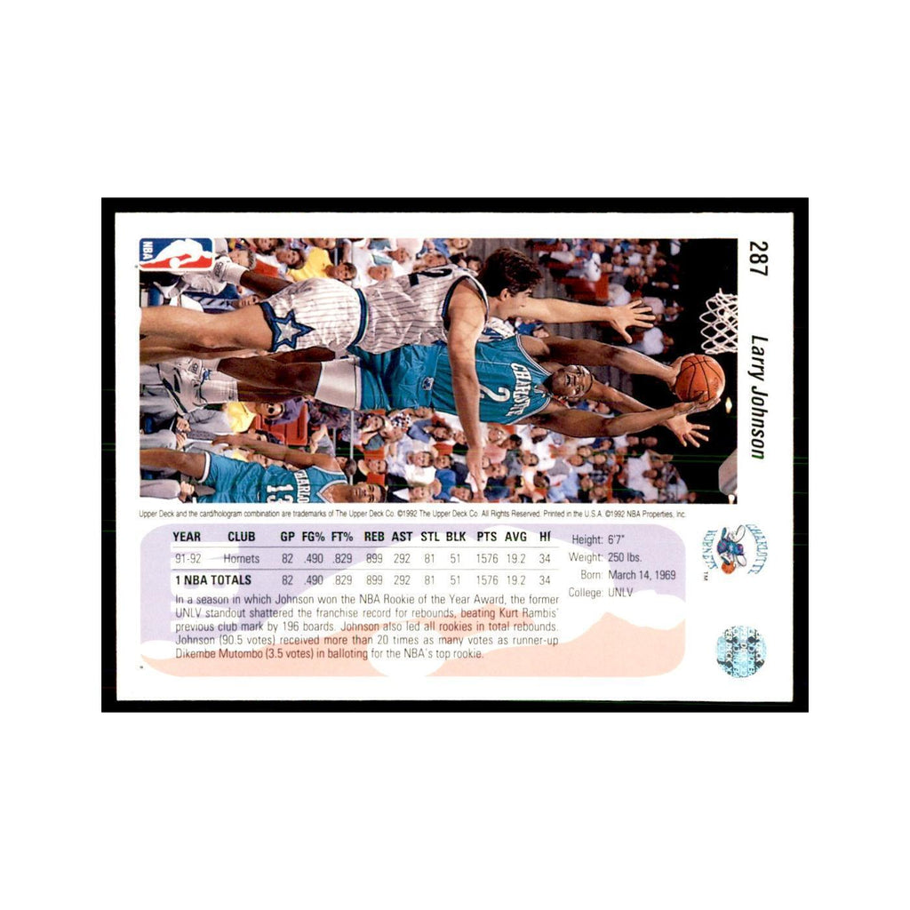 1992 Upper Deck Larry Johnson Basketball Cards #287