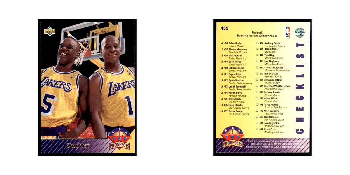 1992 Upper Deck NBA Top Prospects Checklist Basketball Cards #455
