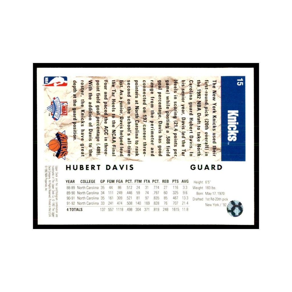 1992 Upper Deck Hubert Davis Basketball Cards #15