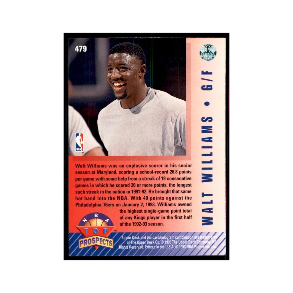1992 Upper Deck Walt Williams Basketball Cards #479