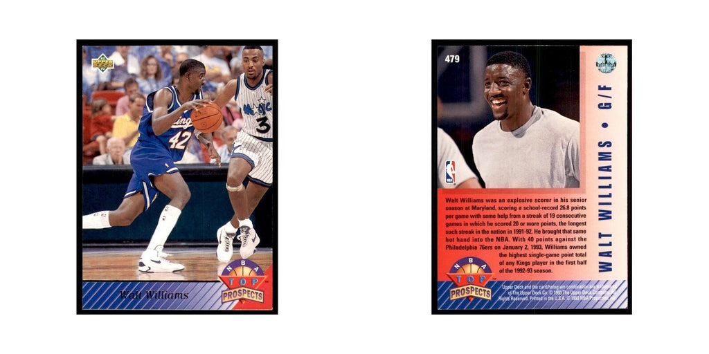 1992 Upper Deck Walt Williams Basketball Cards #479