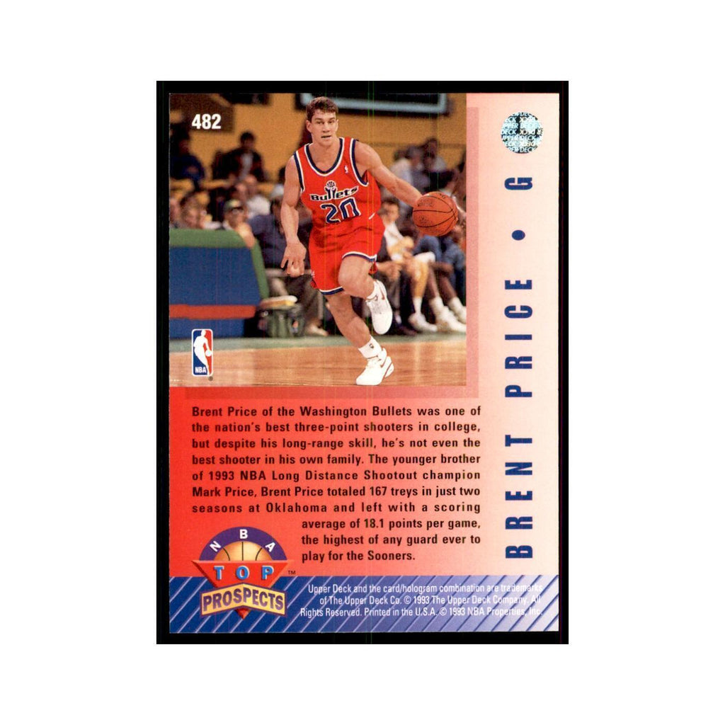 1992 Upper Deck Brent Price Basketball Cards #482