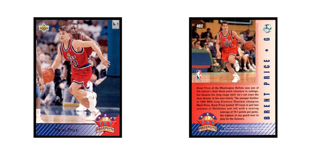1992 Upper Deck Brent Price Basketball Cards #482