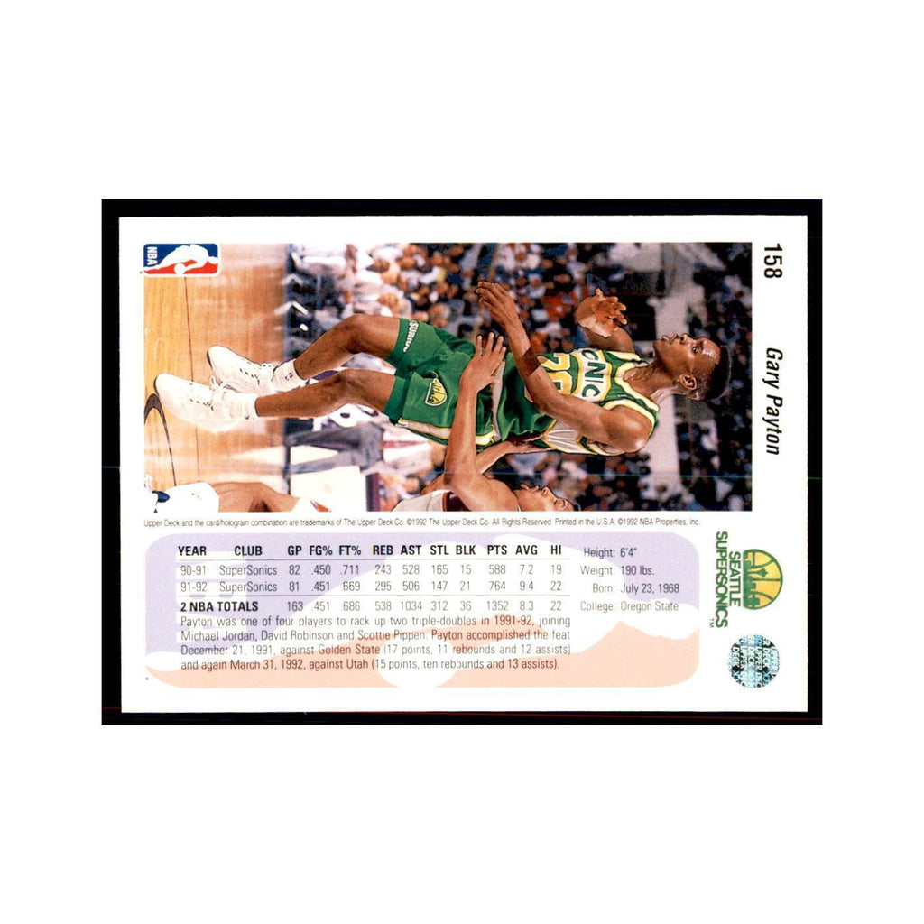 1992 Upper Deck Gary Payton Basketball Cards #158