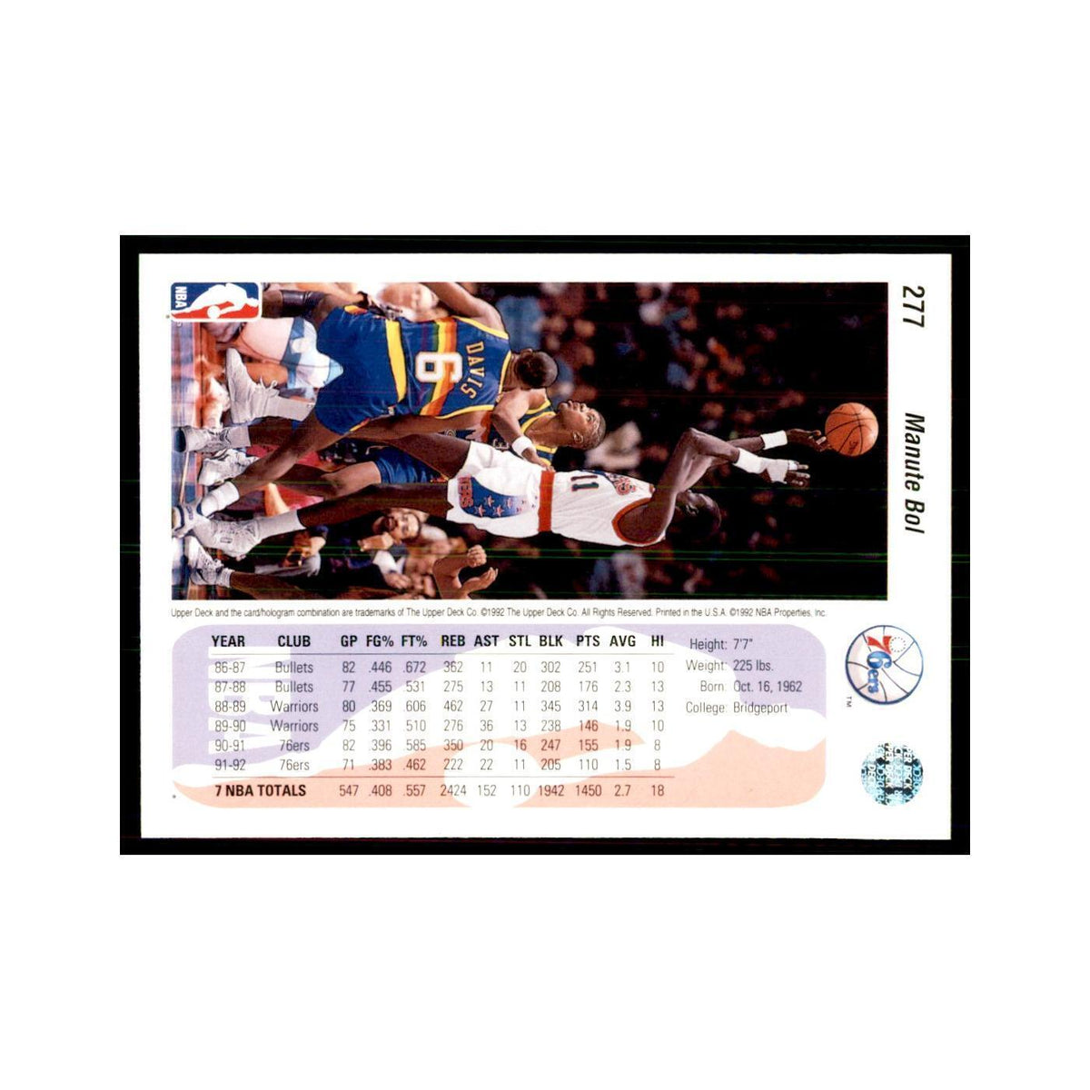 1992 Upper Deck Manute Bol Basketball Cards #277