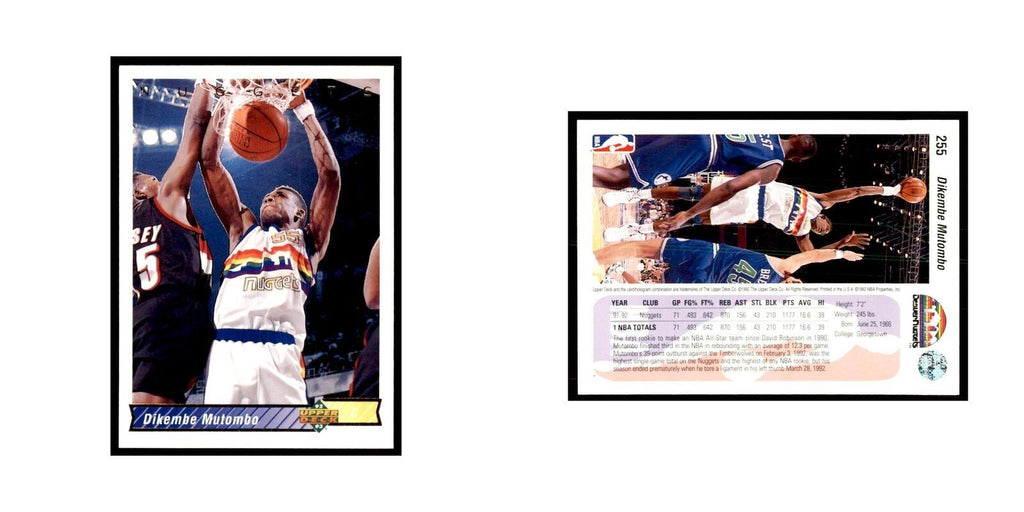 1992 Upper Deck Dikembe Mutombo Basketball Cards #255