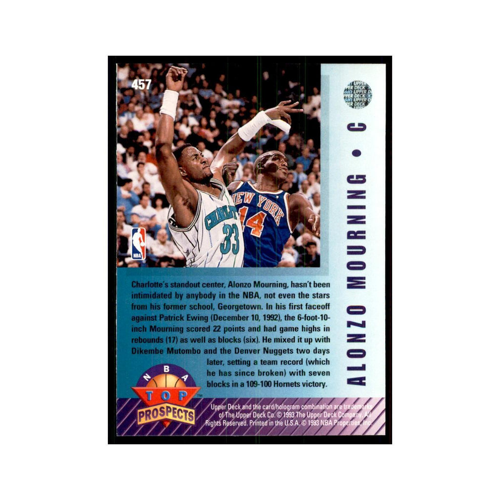 1992 Upper Deck Alonzo Mourning Basketball Cards #457