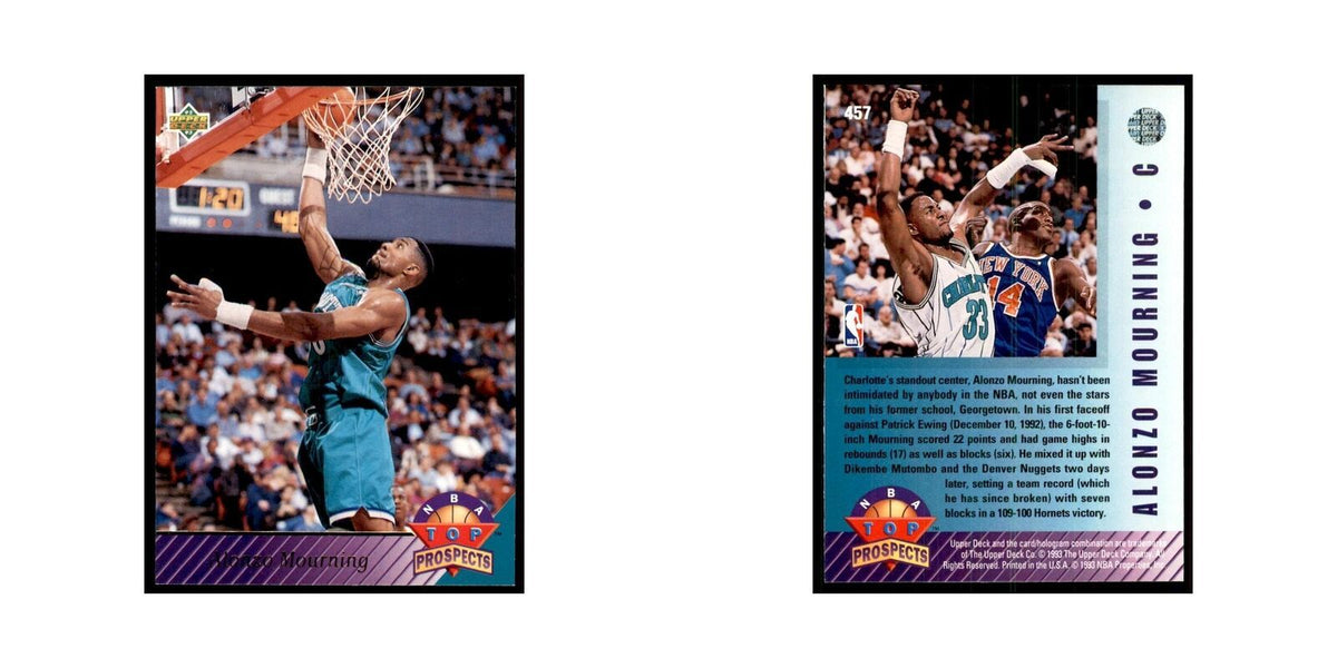 1992 Upper Deck Alonzo Mourning Basketball Cards #457