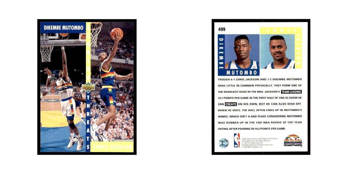 1992 Upper Deck Dikembe Mutombo/Chris Jackson Basketball Cards #499