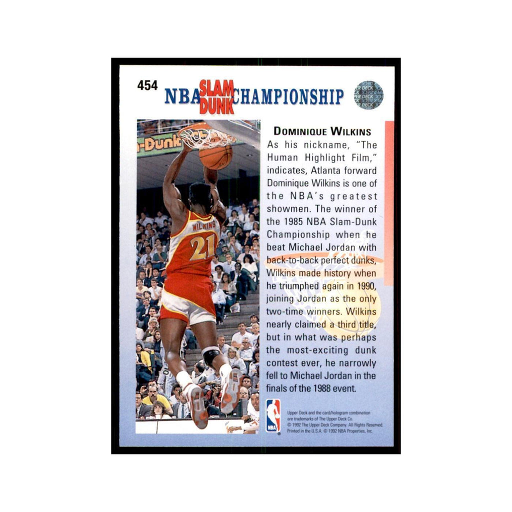 1992 Upper Deck Dominique Wilkins Basketball Cards #454