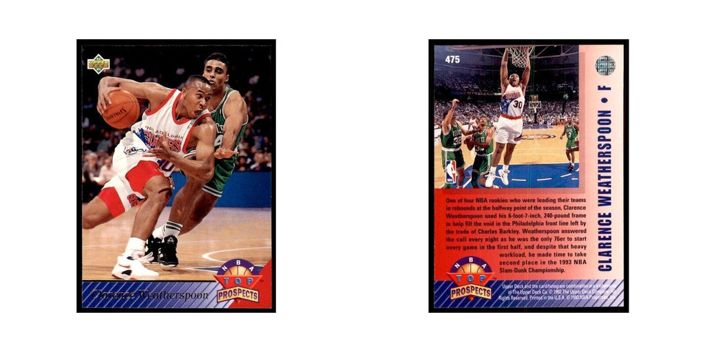 1992 Upper Deck Clarence Weatherspoon Basketball Cards #475